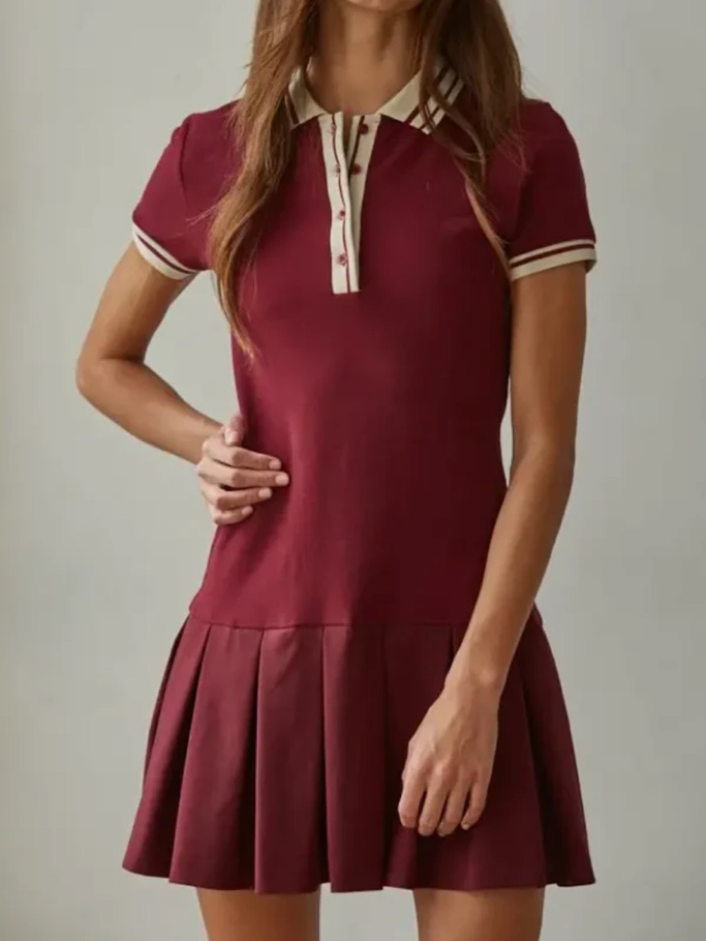 Zara Burgundy tennis Pleated Dress